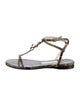 Jimmy Choo Embossed Leather Animal Print T-Strap Sandals