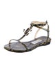 Jimmy Choo Embossed Leather Animal Print T-Strap Sandals
