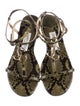 Jimmy Choo Embossed Leather Animal Print T-Strap Sandals