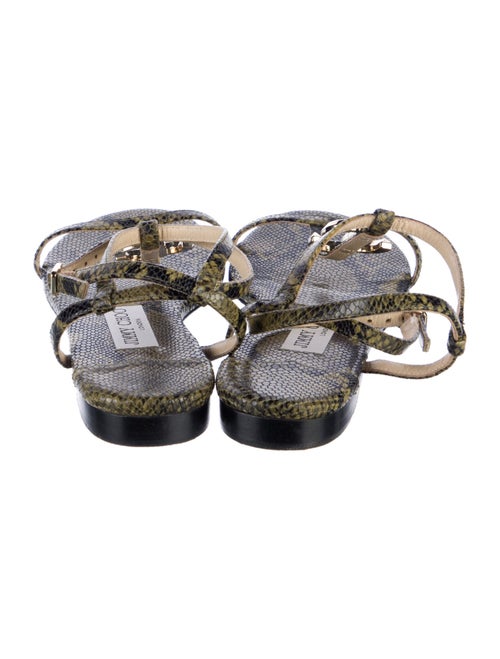 Jimmy Choo Embossed Leather Animal Print T-Strap Sandals