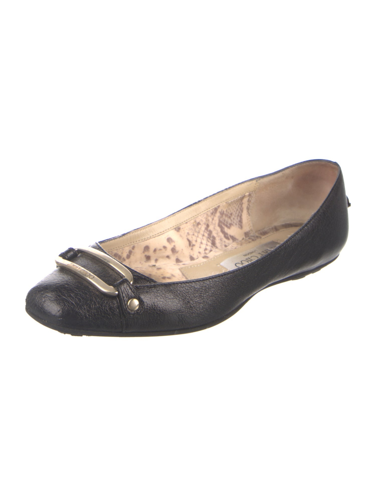 Jimmy Choo Leather Animal Print Ballet Flats