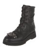 Jimmy Choo Leather Crystal Embellishments Combat Boots