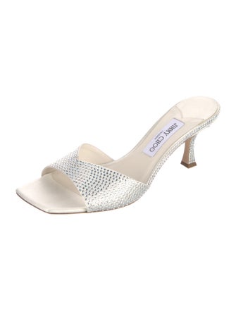 Jimmy Choo Satin Crystal Embellishments Slides