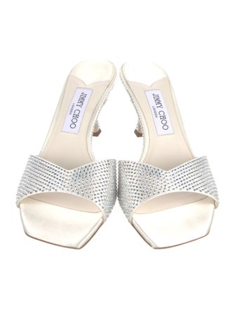 Jimmy Choo Satin Crystal Embellishments Slides