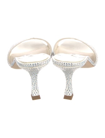 Jimmy Choo Satin Crystal Embellishments Slides