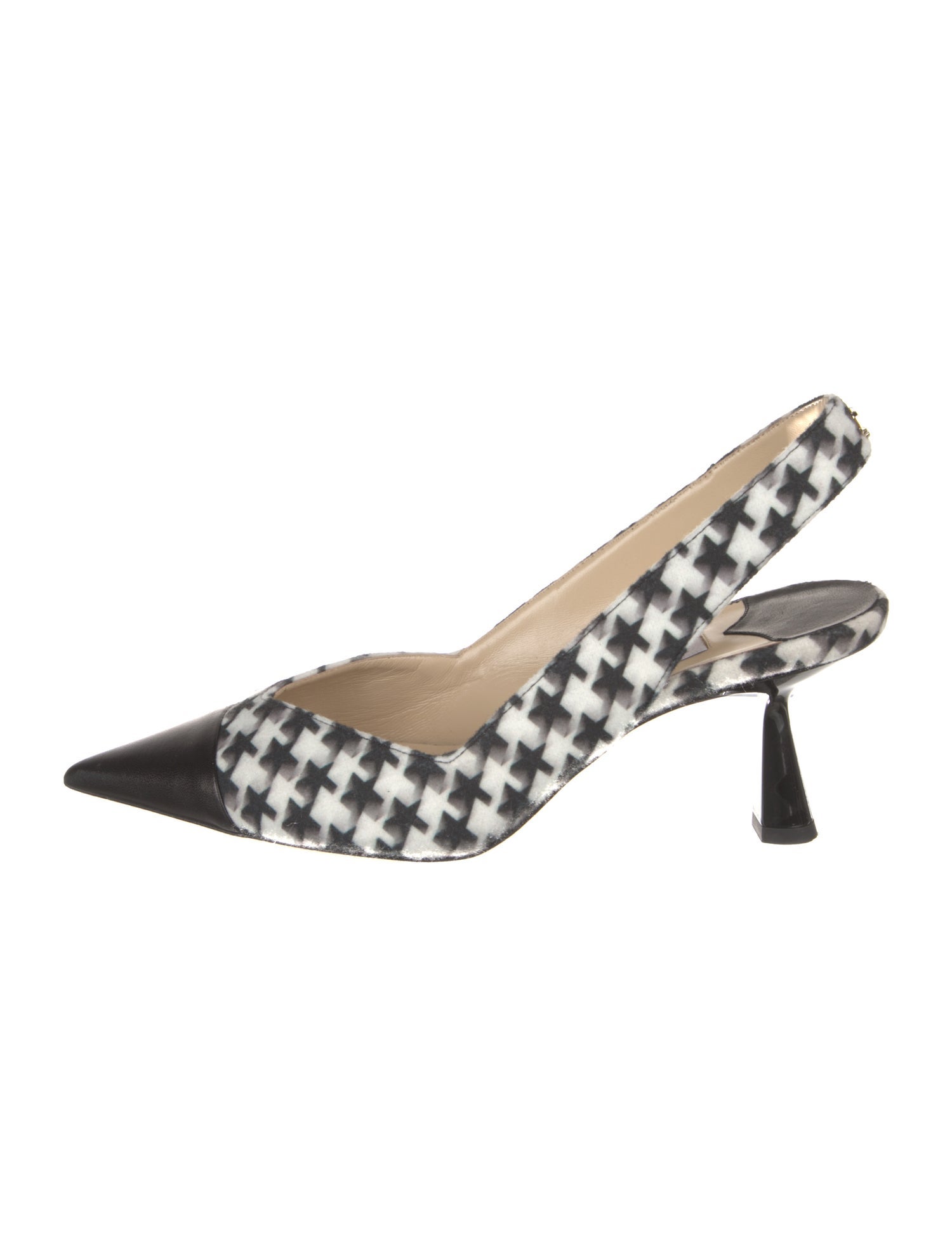 Jimmy Choo Houndstooth Print Cutout Accent Slingback Pumps
