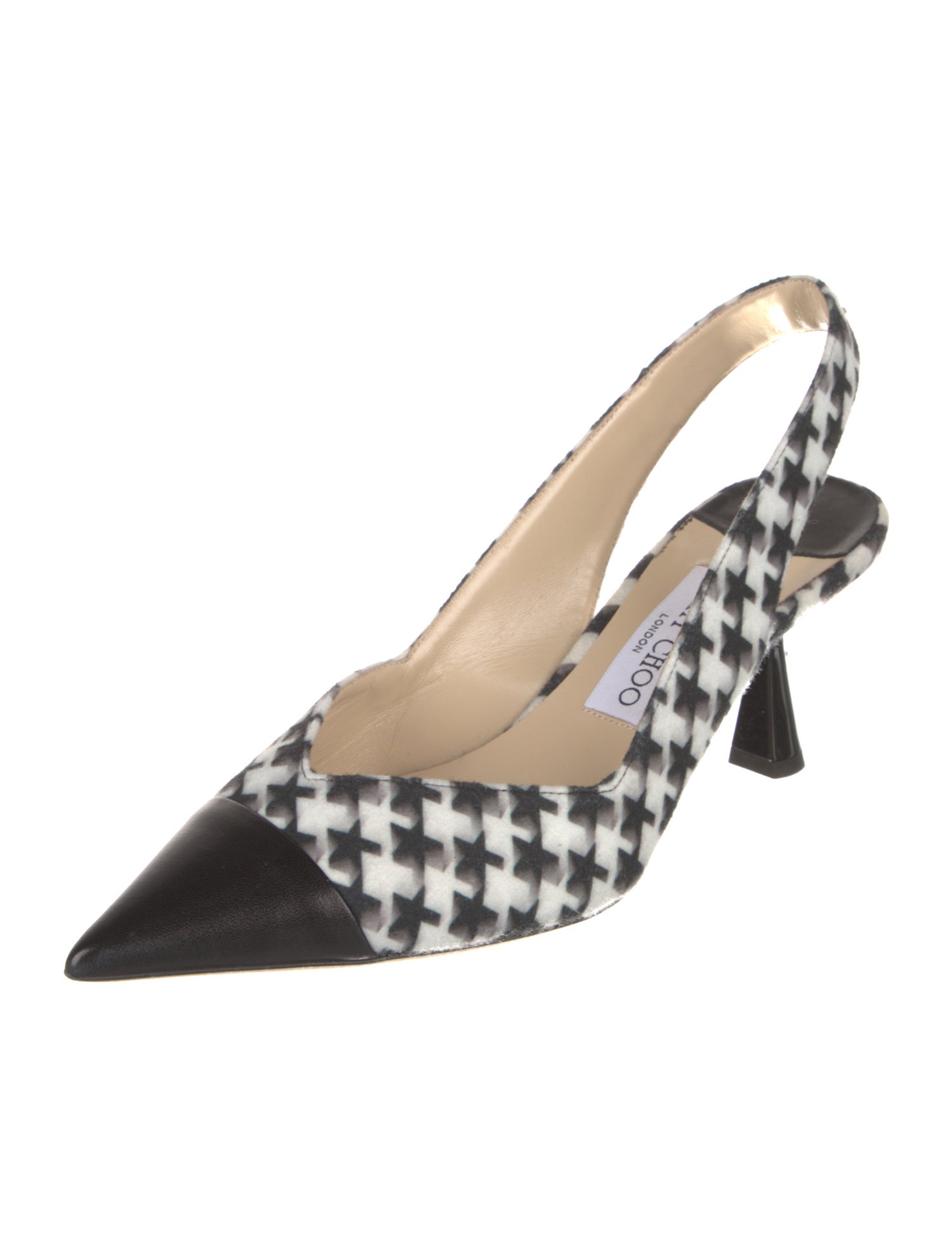 Jimmy Choo Houndstooth Print Cutout Accent Slingback Pumps