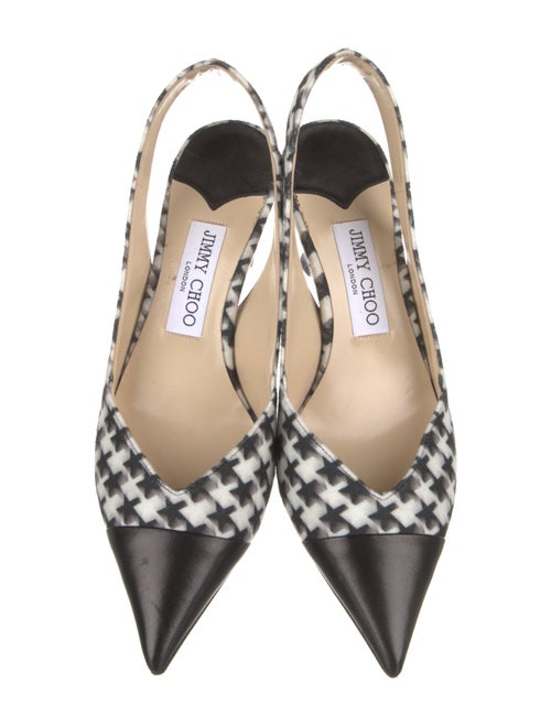 Jimmy Choo Houndstooth Print Cutout Accent Slingback Pumps