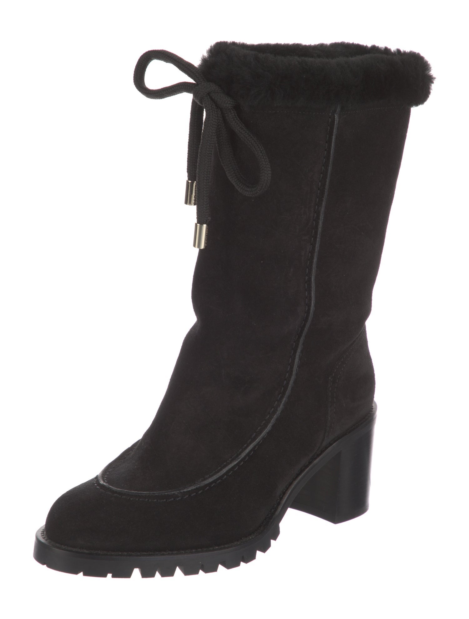 Jimmy Choo Suede Fur Trim Boots