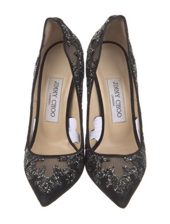 Jimmy Choo Suede Mesh Accents Pumps
