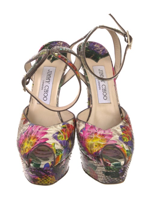 Jimmy Choo Snakeskin Floral Print Slingback Pumps
