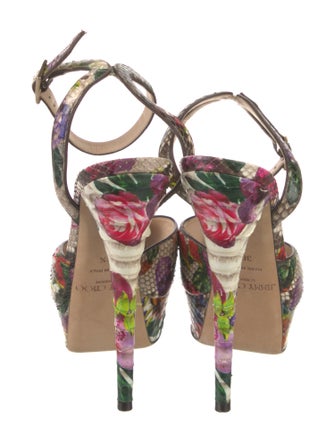 Jimmy Choo Snakeskin Floral Print Slingback Pumps