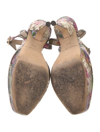 Jimmy Choo Snakeskin Floral Print Slingback Pumps