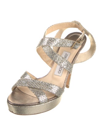 Jimmy Choo Glitter Animal Print Sandals