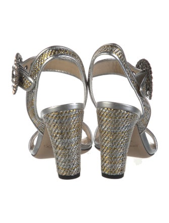 Jimmy Choo Leather Crystal Embellishments Sandals