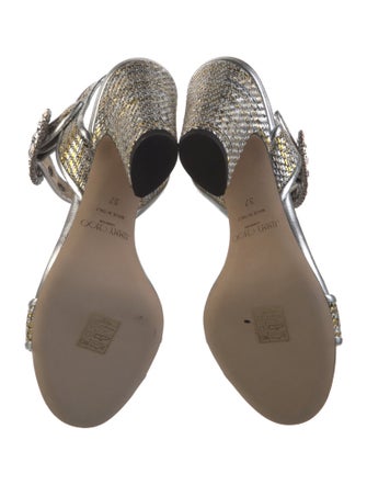 Jimmy Choo Leather Crystal Embellishments Sandals