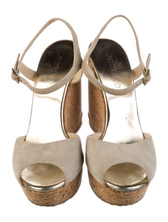 Jimmy Choo Suede Leather Trim Embellishment Slingback Pumps