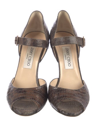 Jimmy Choo Embossed Leather Animal Print D'Orsay Pumps