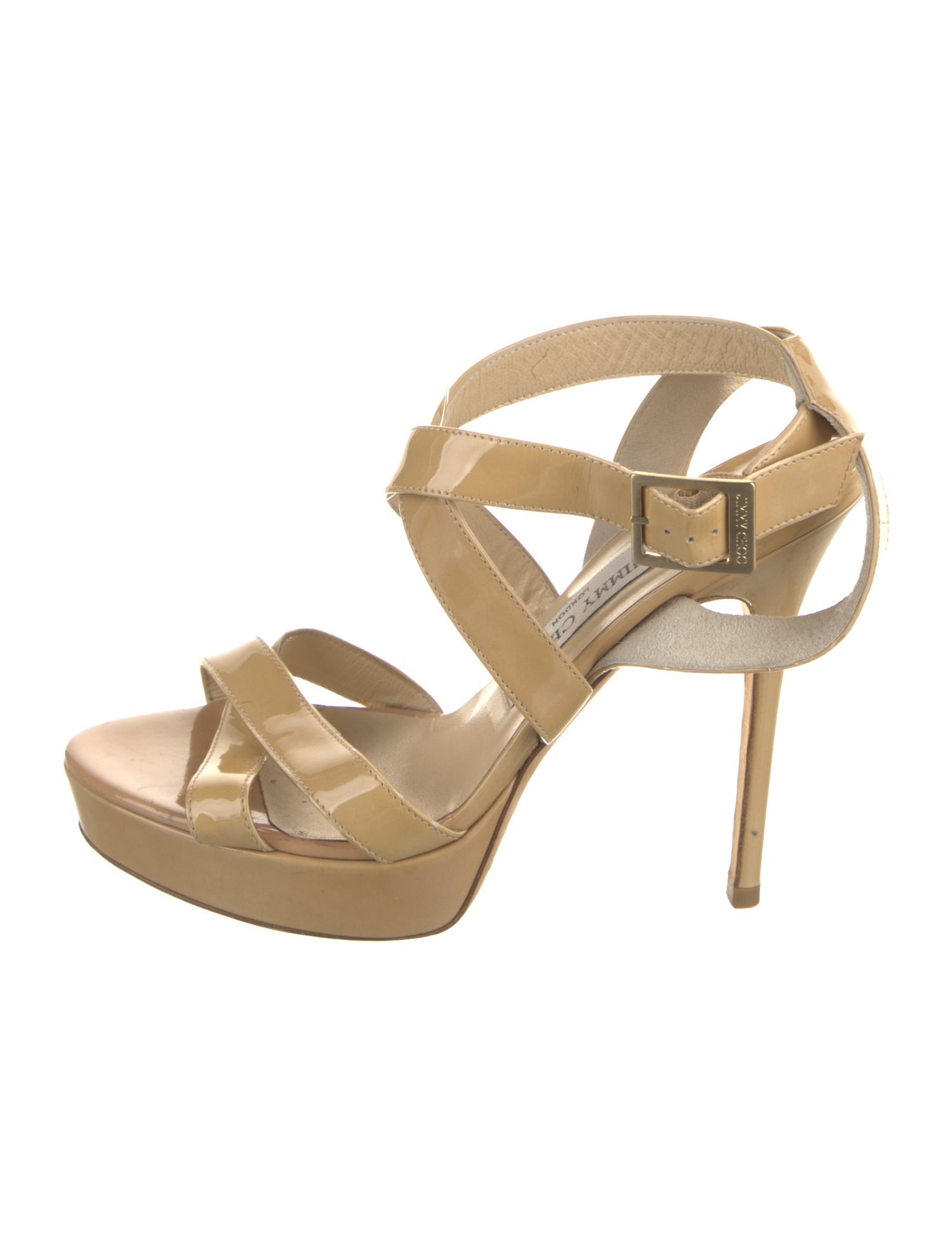 Jimmy Choo Patent Leather Leather Trim Embellishment Sandals