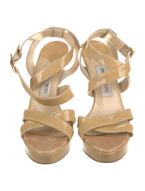 Jimmy Choo Patent Leather Leather Trim Embellishment Sandals