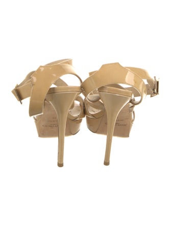 Jimmy Choo Patent Leather Leather Trim Embellishment Sandals
