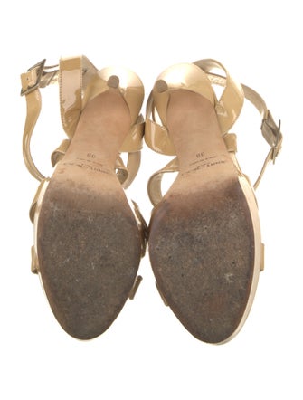 Jimmy Choo Patent Leather Leather Trim Embellishment Sandals