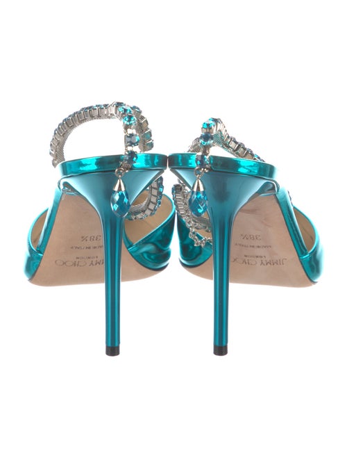 Jimmy Choo Patent Leather Crystal Embellishments Slingback Pumps