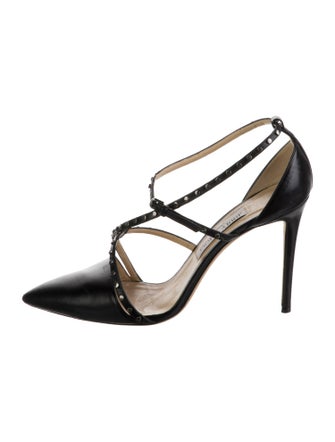 Jimmy Choo Leather Studded Accents D'Orsay Pumps