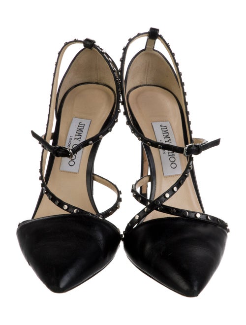 Jimmy Choo Leather Studded Accents D'Orsay Pumps
