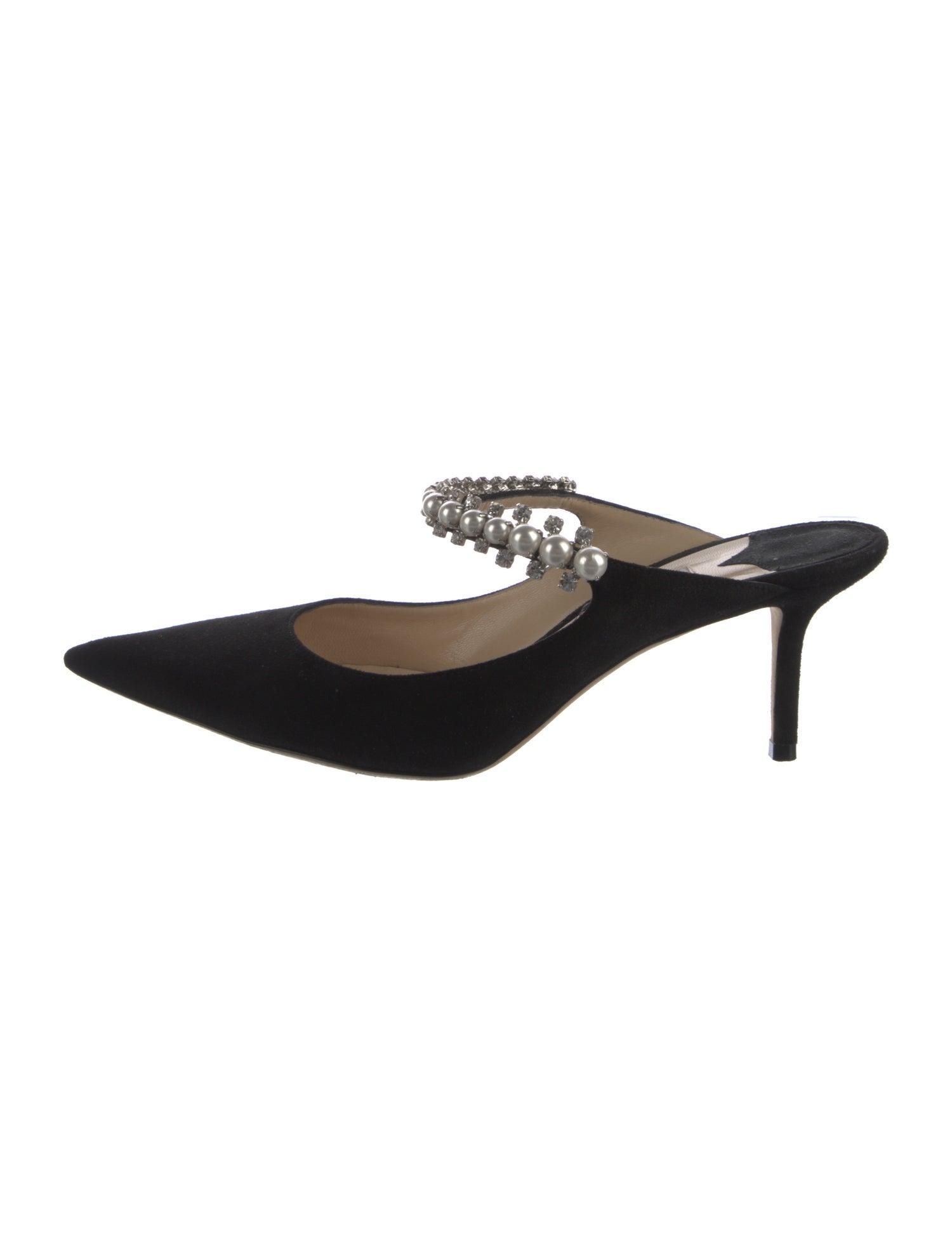 Jimmy Choo Faux Pearl Accents Suede Mules