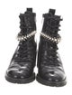 Jimmy Choo Patent Leather Crystal Embellishments Combat Boots