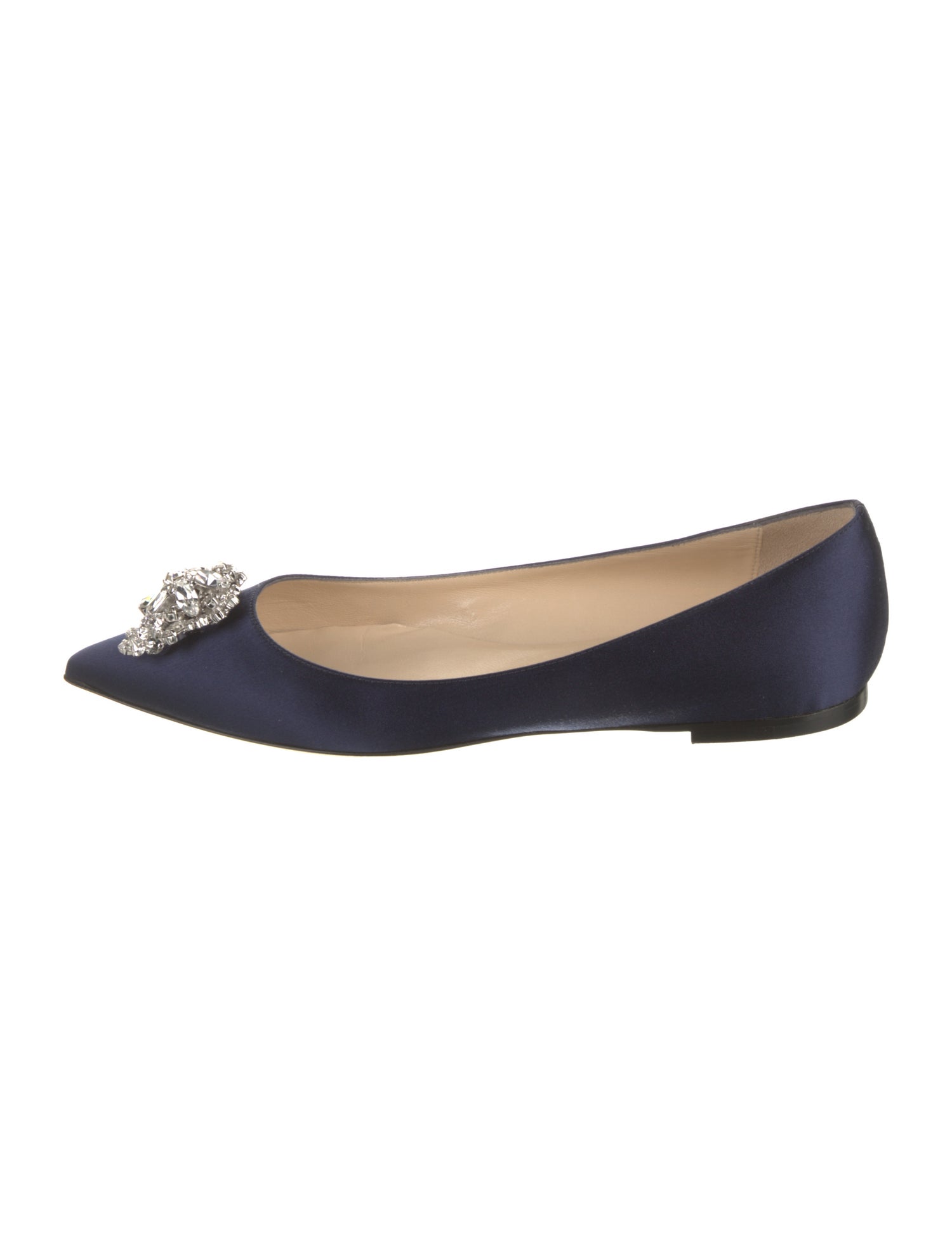 Jimmy Choo Satin Crystal Embellishments Flats