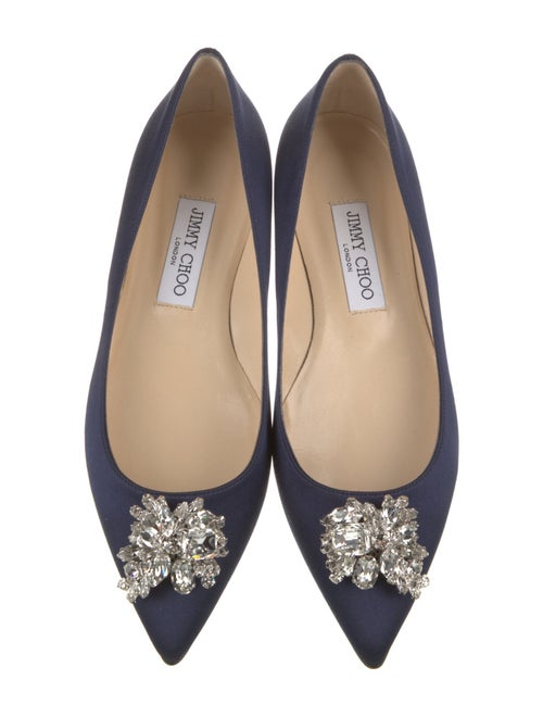 Jimmy Choo Satin Crystal Embellishments Flats