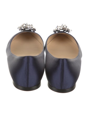 Jimmy Choo Satin Crystal Embellishments Flats