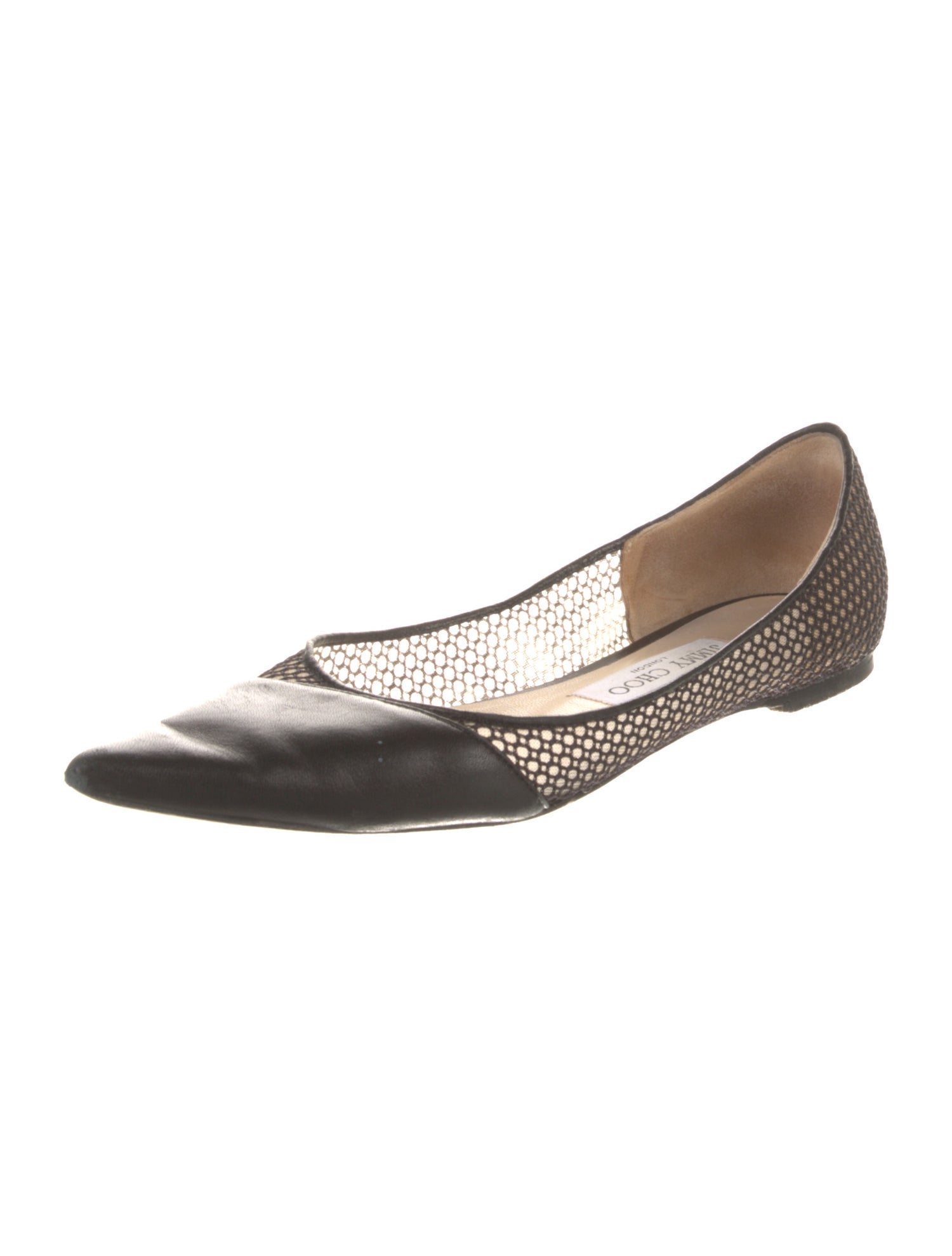 Jimmy Choo Leather Mesh Accents Flats