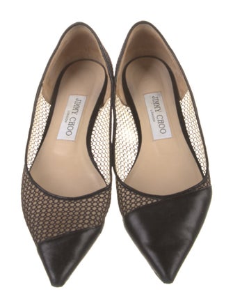 Jimmy Choo Leather Mesh Accents Flats