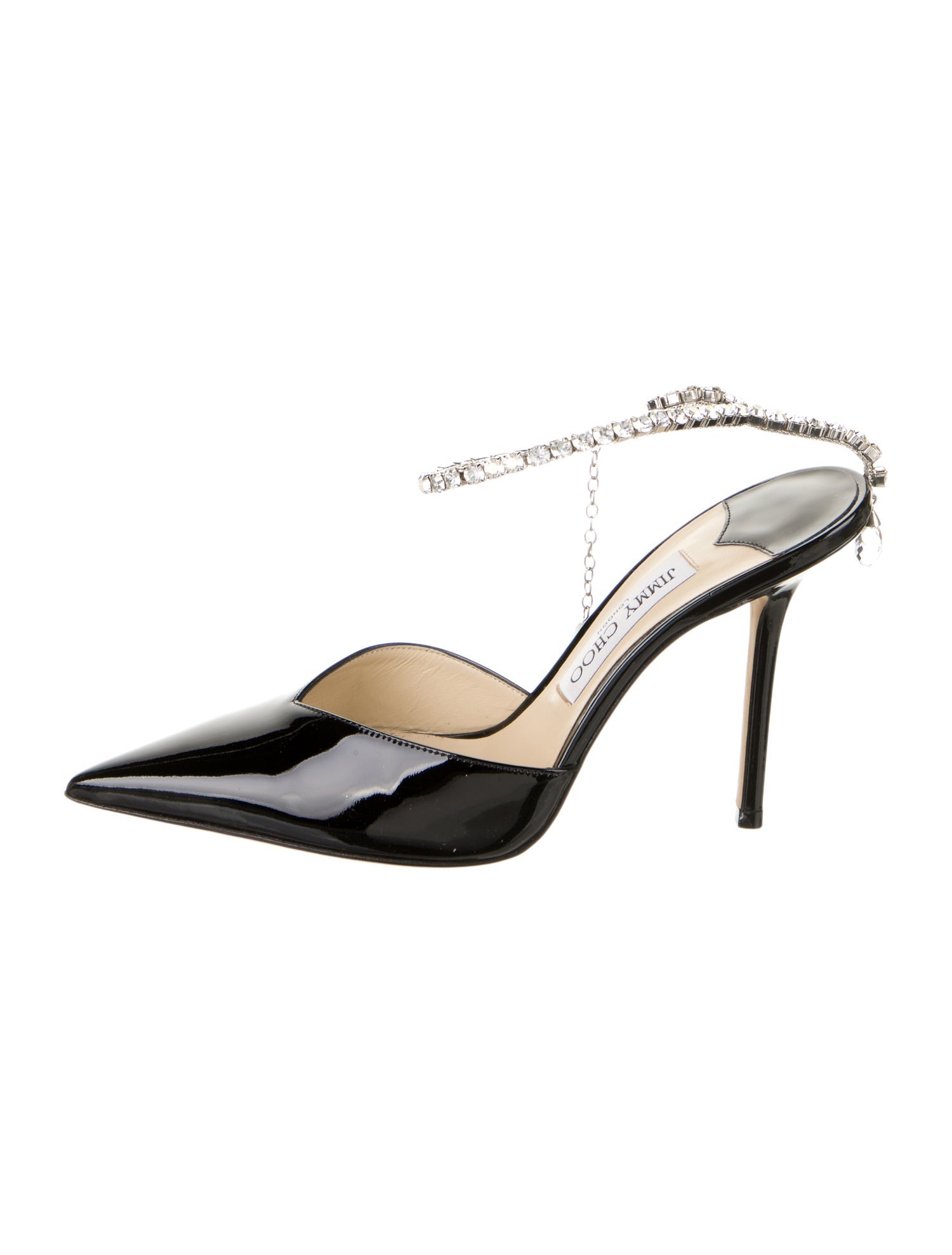 Jimmy Choo Patent Leather Crystal Embellishments Mules