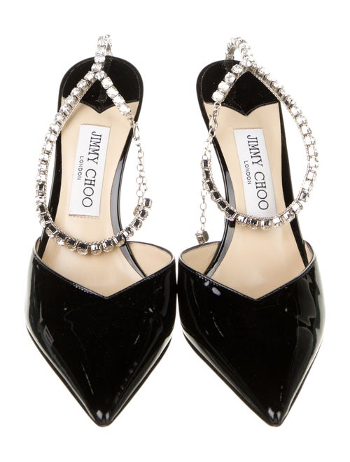 Jimmy Choo Patent Leather Crystal Embellishments Mules