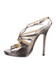 Jimmy Choo Snakeskin Leather Trim Embellishment Slingback Sandals
