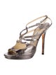 Jimmy Choo Snakeskin Leather Trim Embellishment Slingback Sandals