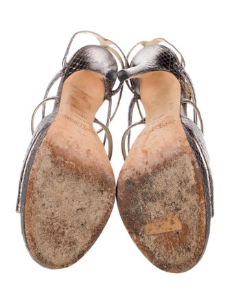 Jimmy Choo Snakeskin Leather Trim Embellishment Slingback Sandals