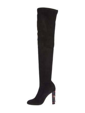 Jimmy Choo Suede Crystal Embellishments Sock Boots