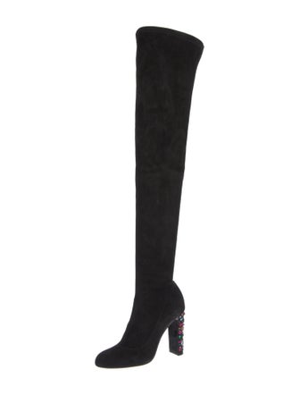 Jimmy Choo Suede Crystal Embellishments Sock Boots