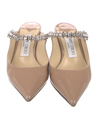 Jimmy Choo Patent Leather Crystal Embellishments Mules