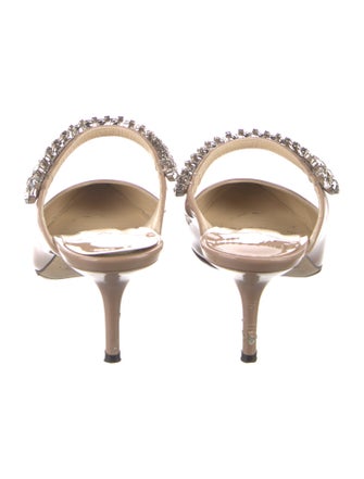 Jimmy Choo Patent Leather Crystal Embellishments Mules