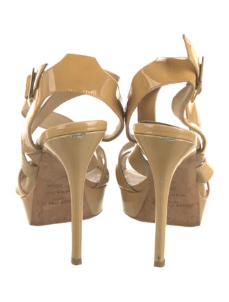 Jimmy Choo Patent Leather Leather Trim Embellishment Sandals