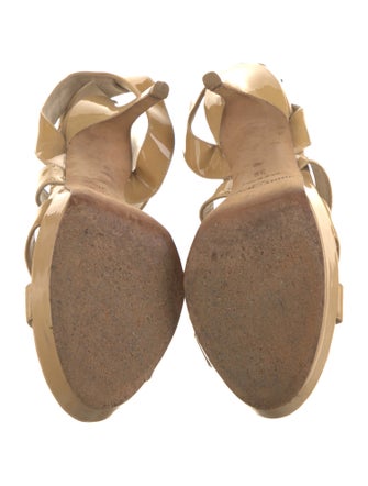 Jimmy Choo Patent Leather Leather Trim Embellishment Sandals