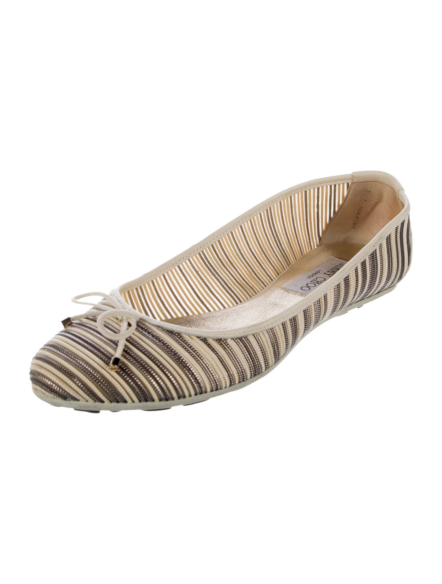 Jimmy Choo Striped Bow Accents Ballet Flats