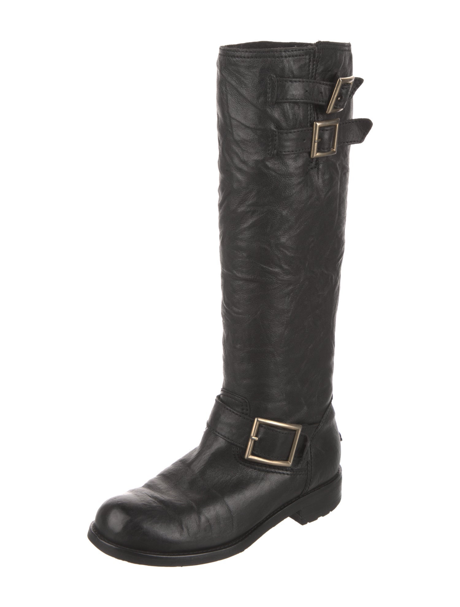 Jimmy Choo Fur Lined Leather Riding Boots