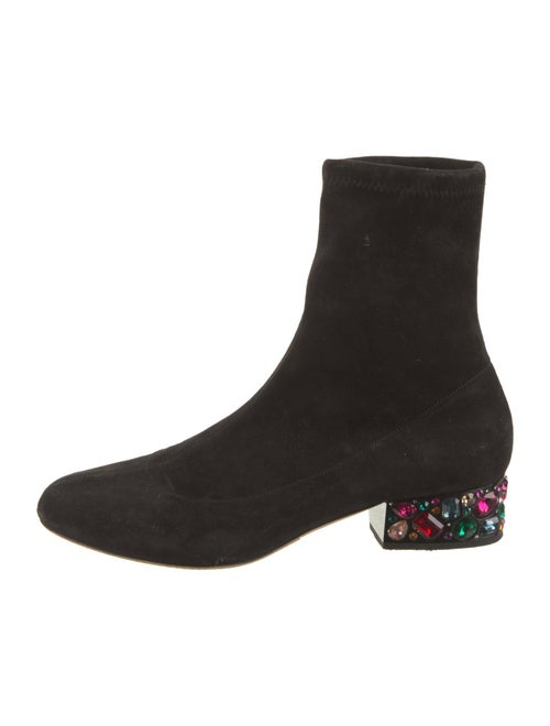 Jimmy Choo Suede Crystal Embellishments Sock Boots